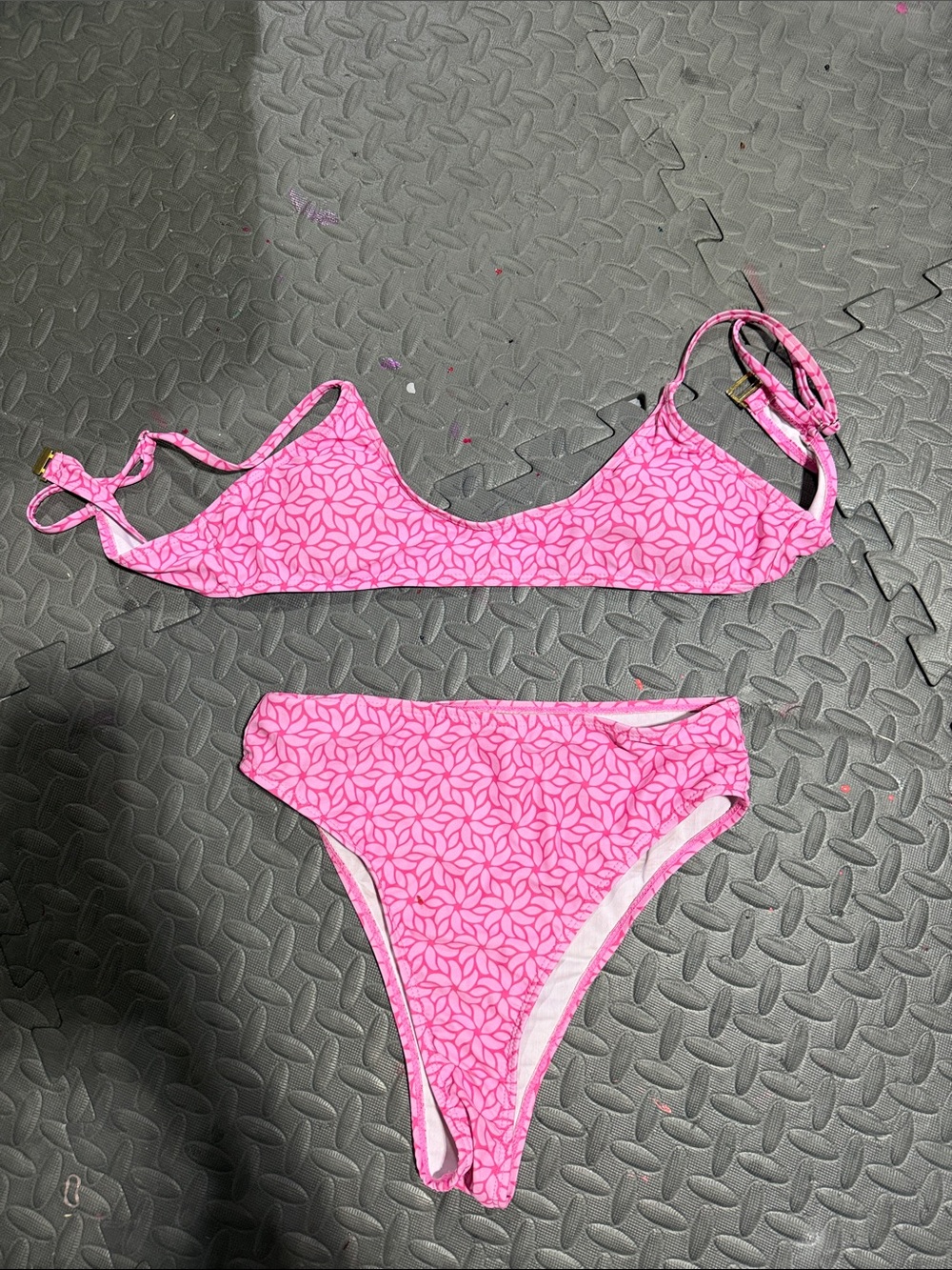 Pink Floral Two-Piece Bikini Set size Small